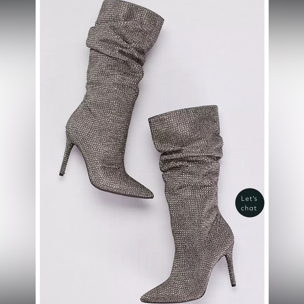 Women’s JESSICA SIMPSON Layzer tall slouchy grey rhinestone boots- Size 6.5